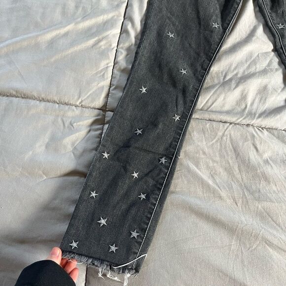 Abercrombie & Fitch Star Embroidered Black Mid Rise Skinny Ankle Jeans 24/00 - Picture 3 of 8